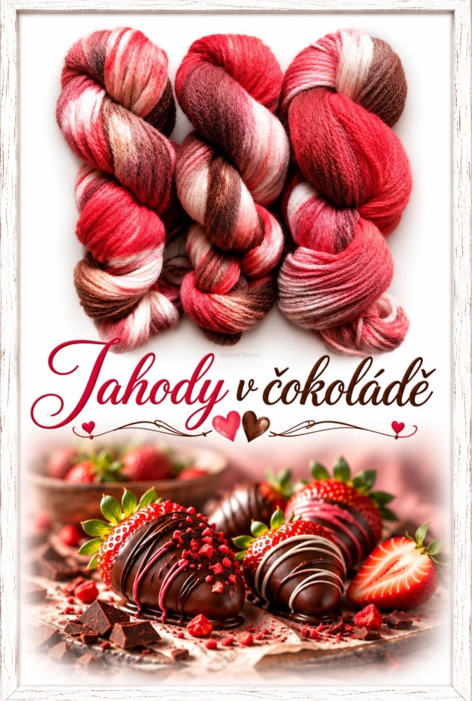 Ručně barvená příze - JAHODY V ČOKOLÁDĚ
