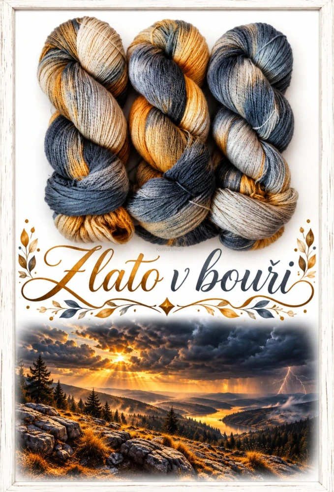 Ručně barvená příze - ZLATO V BOUŘI