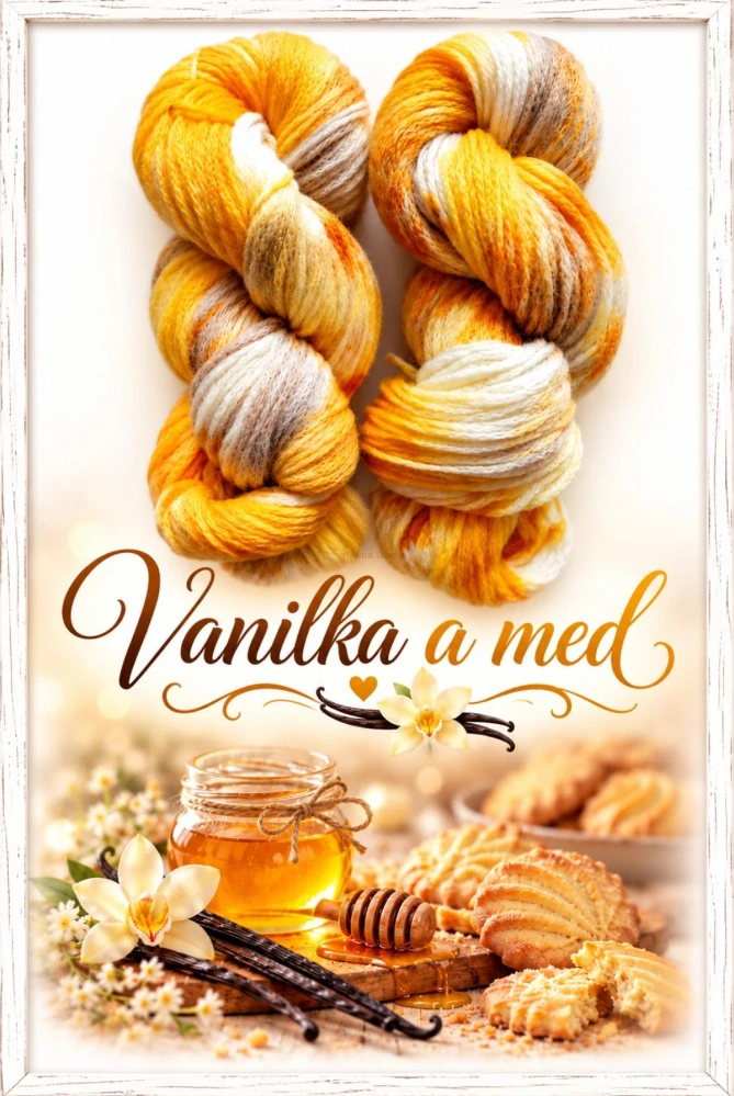 Ručně barvená příze - VANILKA A MED