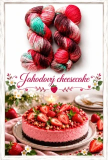 Ručně barvené merino - JAHODOVÝ CHEESECAKE