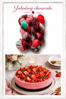 Ručně barvené merino - JAHODOVÝ CHEESECAKE