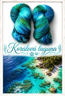 Ručně barvená ponožková příze - KORÁLOVÁ LAGUNA